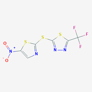 molecular formula C6HF3N4O2S3 B14520070 2-[(5-Nitro-1,3-thiazol-2-yl)sulfanyl]-5-(trifluoromethyl)-1,3,4-thiadiazole CAS No. 62655-50-9