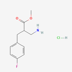 molecular formula C11H15ClFNO2 B1452016 Methyl 3-amino-2-[(4-fluorophenyl)methyl]propanoate hydrochloride CAS No. 1209305-92-9