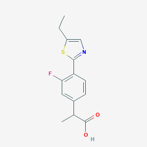 molecular formula C14H14FNO2S B145203 2-[4-(5-Ethylthiazol-2-yl)-3-fluorophenyl]propanoic acid CAS No. 138568-75-9