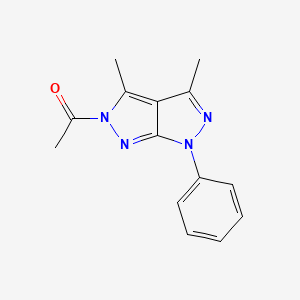 molecular formula C14H14N4O B14520428 1-(3,4-Dimethyl-6-phenylpyrazolo[3,4-c]pyrazol-2(6H)-yl)ethan-1-one CAS No. 63182-99-0