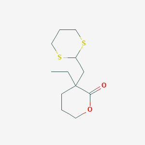 3-[(1,3-Dithian-2-yl)methyl]-3-ethyloxan-2-one