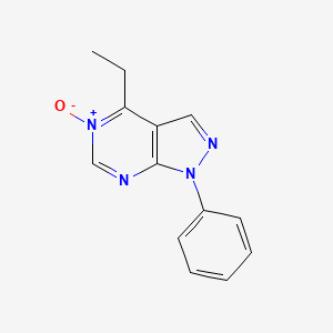 molecular formula C13H12N4O B14520531 4-Ethyl-5-oxo-1-phenyl-1H-5lambda~5~-pyrazolo[3,4-d]pyrimidine CAS No. 62564-78-7