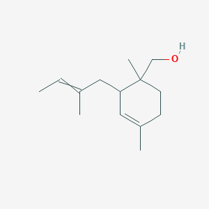 molecular formula C14H24O B14520739 [1,4-Dimethyl-2-(2-methylbut-2-en-1-yl)cyclohex-3-en-1-yl]methanol CAS No. 62603-26-3