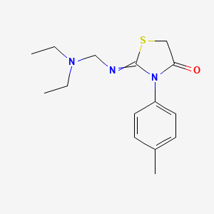 molecular formula C15H21N3OS B14520775 2-{[(Diethylamino)methyl]imino}-3-(4-methylphenyl)-1,3-thiazolidin-4-one CAS No. 62471-69-6