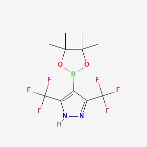molecular formula C11H13BF6N2O2 B1452079 4-(4,4,5,5-Tetramethyl-1,3,2-dioxaborolan-2-yl)-3,5-bis(trifluoromethyl)-1H-pyrazole CAS No. 1204334-20-2