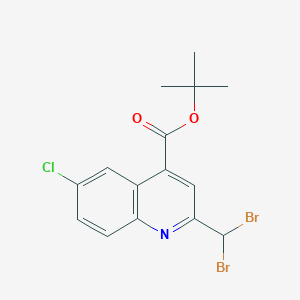 molecular formula C15H14Br2ClNO2 B1452086 Tert-butyl 6-chloro-2-(dibromomethyl)quinoline-4-carboxylate CAS No. 1015856-21-9