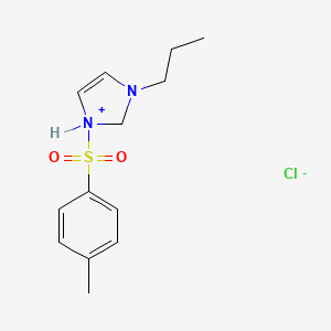 molecular formula C13H19ClN2O2S B14520877 1-(4-Methylbenzene-1-sulfonyl)-3-propyl-2,3-dihydro-1H-imidazol-1-ium chloride CAS No. 62959-45-9