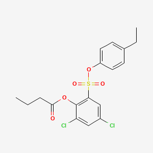 molecular formula C18H18Cl2O5S B14521072 2,4-Dichloro-6-[(4-ethylphenoxy)sulfonyl]phenyl butanoate CAS No. 62807-18-5