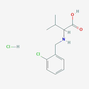 molecular formula C12H17Cl2NO2 B1452128 2-{[(2-Chlorophenyl)methyl]amino}-3-methylbutanoic acid hydrochloride CAS No. 1396967-35-3