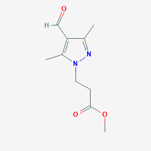 molecular formula C10H14N2O3 B1452146 methyl 3-(4-formyl-3,5-dimethyl-1H-pyrazol-1-yl)propanoate CAS No. 949020-60-4