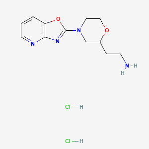 molecular formula C12H18Cl2N4O2 B1452190 2-(4-[1,3]恶唑并[4,5-b]吡啶-2-基吗啉-2-基)乙胺二盐酸盐 CAS No. 1158736-09-4