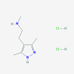 molecular formula C8H17Cl2N3 B1452219 3,5-二甲基-4-[2-(甲基氨基)乙基]-1H-吡唑二盐酸盐 CAS No. 423176-42-5