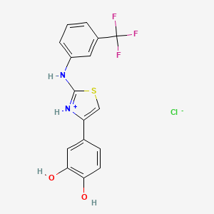 molecular formula C16H12ClF3N2O2S B1452257 4-(3,4-二羟基苯基)-2-[3-(三氟甲基)苯胺基]-1,3-噻唑-3-鎓氯化物 CAS No. 1274903-94-4
