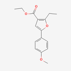 molecular formula C16H18O4 B14522723 Ethyl 2-ethyl-5-(4-methoxyphenyl)furan-3-carboxylate CAS No. 62596-47-8