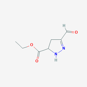 molecular formula C7H10N2O3 B14522739 ethyl 3-formyl-4,5-dihydro-1H-pyrazole-5-carboxylate CAS No. 62715-92-8