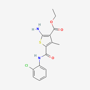 molecular formula C15H15ClN2O3S B1452276 Ethyl 2-amino-5-[(2-chlorophenyl)carbamoyl]-4-methylthiophene-3-carboxylate CAS No. 1159694-98-0