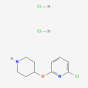 molecular formula C10H15Cl3N2O B1452298 2-Chloro-6-(piperidin-4-yloxy)-pyridine dihydrochloride CAS No. 944390-75-4