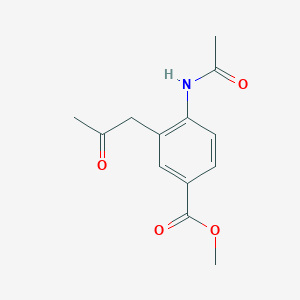 molecular formula C13H15NO4 B14523068 Methyl 4-acetamido-3-(2-oxopropyl)benzoate CAS No. 62641-49-0