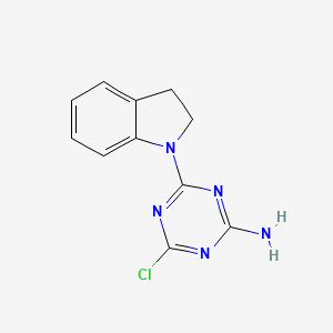 molecular formula C11H10ClN5 B1452334 4-Chloro-6-(2,3-dihydro-1H-indol-1-YL)-1,3,5-triazin-2-amine CAS No. 1219967-86-8