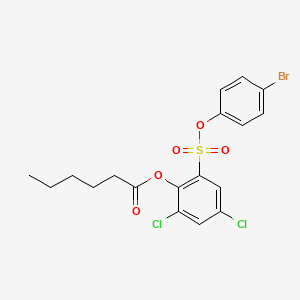 2-[(4-Bromophenoxy)sulfonyl]-4,6-dichlorophenyl hexanoate