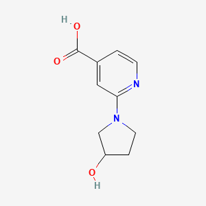 molecular formula C10H12N2O3 B1452356 2-(3-Hydroxy-1-pyrrolidinyl)isonicotinic acid CAS No. 654663-49-7