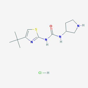 molecular formula C12H21ClN4OS B1452361 1-(4-Tert-butylthiazol-2-YL)-3-(pyrrolidin-3-YL)urea hydrochloride CAS No. 1217125-14-8