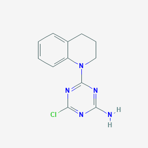 molecular formula C12H12ClN5 B1452366 4-Chloro-6-[3,4-dihydro-1(2H)-quinolinyl]-1,3,5-triazin-2-amine CAS No. 1220034-62-7