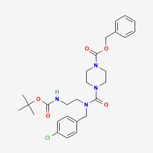 molecular formula C27H35ClN4O5 B1452370 Benzyl 4-({2-[(tert-butoxycarbonyl)amino]ethyl}[(4-chlorophenyl)methyl]carbamoyl)piperazine-1-carboxylate CAS No. 1097834-07-5