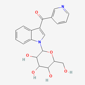 molecular formula C20H20N2O6 B14523803 Methanone, (1-beta-D-glucopyranosyl-1H-indol-3-yl)-3-pyridinyl- CAS No. 62908-34-3