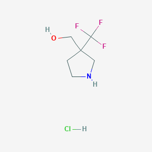 molecular formula C6H11ClF3NO B1452437 (3-(Trifluoromethyl)pyrrolidin-3-yl)methanol hydrochloride CAS No. 1260812-78-9