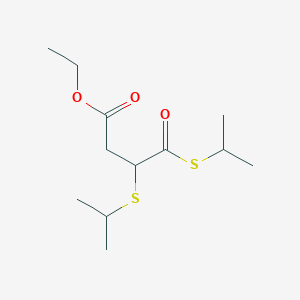 molecular formula C12H22O3S2 B14524729 Ethyl 4-oxo-3,4-bis[(propan-2-yl)sulfanyl]butanoate CAS No. 62674-29-7