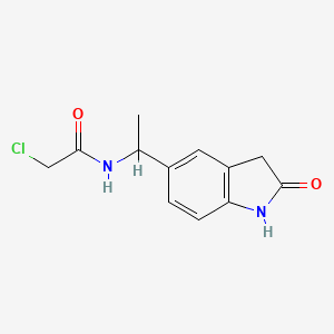 molecular formula C12H13ClN2O2 B1452512 2-chloro-N-[1-(2-oxo-2,3-dihydro-1H-indol-5-yl)ethyl]acetamide CAS No. 1311313-81-1