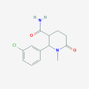 molecular formula C13H15ClN2O2 B1452525 2-(3-Chlorophenyl)-1-methyl-6-oxopiperidine-3-carboxamide CAS No. 1333779-45-5
