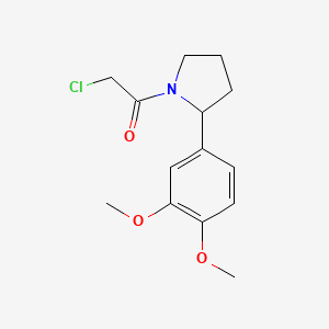 molecular formula C14H18ClNO3 B1452533 2-Chloro-1-[2-(3,4-dimethoxyphenyl)pyrrolidin-1-yl]ethan-1-one CAS No. 1306604-10-3