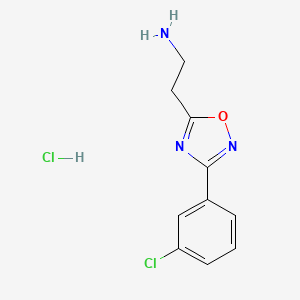 molecular formula C10H11Cl2N3O B1452534 2-[3-(3-氯苯基)-1,2,4-恶二唑-5-基]乙胺盐酸盐 CAS No. 1306605-82-2