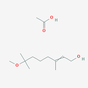 molecular formula C13H26O4 B14525418 Acetic acid;7-methoxy-3,7-dimethyloct-2-en-1-ol CAS No. 62911-78-8