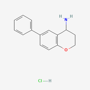 molecular formula C15H16ClNO B1452560 6-苯基-3,4-二氢-2H-1-苯并吡喃-4-胺盐酸盐 CAS No. 191608-31-8