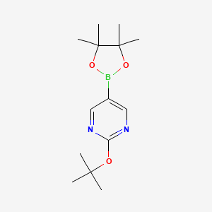 molecular formula C14H23BN2O3 B1452566 2-(叔丁氧基)-5-(4,4,5,5-四甲基-1,3,2-二氧杂硼环-2-基)嘧啶 CAS No. 2223044-16-2