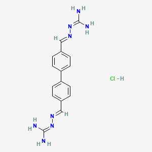 molecular formula C16H19ClN8 B14525870 Hydrazinecarboximidamide, 2,2'-((1,1'-biphenyl)-4,4'-diyldimethylidyne)bis-, hydrochloride CAS No. 62580-97-6