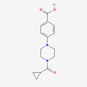 molecular formula C15H18N2O3 B1452601 4-(4-环丙烷甲酰基-哌嗪-1-基)-苯甲酸 CAS No. 1018631-34-9