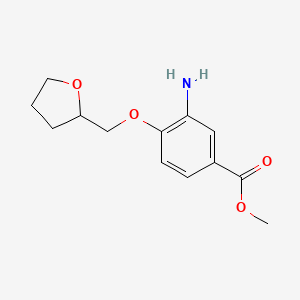 molecular formula C13H17NO4 B1452670 Methyl 3-amino-4-(tetrahydro-2-furanylmethoxy)-benzoate CAS No. 927802-58-2
