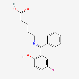 5-{[(3-Fluoro-6-oxocyclohexa-2,4-dien-1-ylidene)(phenyl)methyl]amino}pentanoic acid