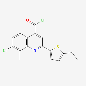 molecular formula C17H13Cl2NOS B1452729 7-氯-2-(5-乙基-2-噻吩基)-8-甲基喹啉-4-酰氯 CAS No. 1160256-86-9