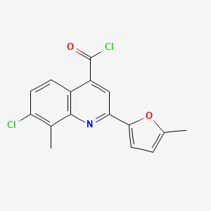 molecular formula C16H11Cl2NO2 B1452750 7-Chloro-8-methyl-2-(5-methyl-2-furyl)quinoline-4-carbonyl chloride CAS No. 1160256-90-5