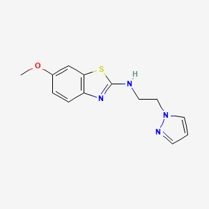 molecular formula C13H14N4OS B1452756 6-methoxy-N-[2-(1H-pyrazol-1-yl)ethyl]-1,3-benzothiazol-2-amine CAS No. 1177362-65-0