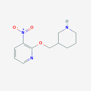 molecular formula C11H15N3O3 B1452757 3-Nitro-2-(piperidin-3-ylmethoxy)-pyridine CAS No. 1185538-48-0