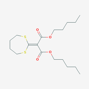 molecular formula C18H30O4S2 B14527821 Dipentyl (1,3-dithiepan-2-ylidene)propanedioate CAS No. 62280-83-5