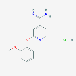 molecular formula C13H14ClN3O2 B1452791 2-(2-Methoxyphenoxy)pyridine-4-carboximidamide hydrochloride CAS No. 1221723-54-1