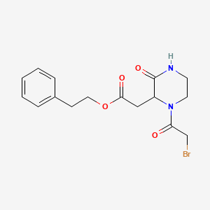 Phenethyl 2-[1-(2-bromoacetyl)-3-oxo-2-piperazinyl]acetate