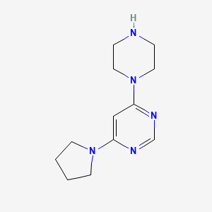 molecular formula C12H19N5 B1452864 4-(Piperazin-1-yl)-6-(pyrrolidin-1-yl)pyrimidine CAS No. 1105193-40-5